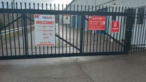 Security gate at Devon Self Storage in Pittsburgh.