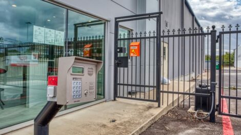 Gated entry to self storage facility in Fort Worth, Texas at Devon Self Storage