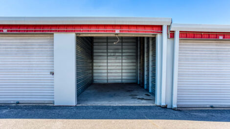 An open drive-up storage unit at Austin, Texas at Devon Self Storage