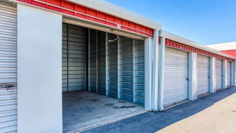 Drive-up storage units at Devon Self Storage in Austin, Texas