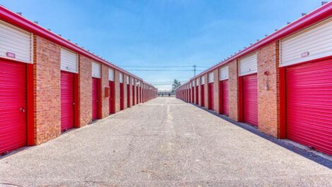 Large driveway through self storage units at Devon Self Storage in Memphis, Tennessee