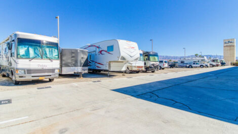 RV parking spaces at Devon Self Storage in Thousand Palms, California
