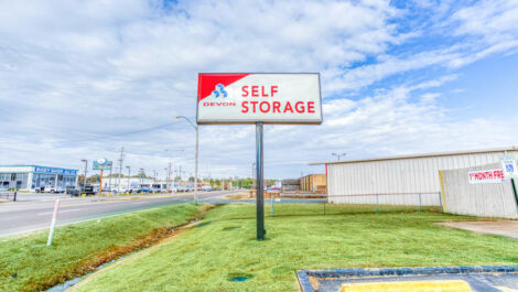Sign at the entry to Devon Self Storage in Memphis, Tennessee