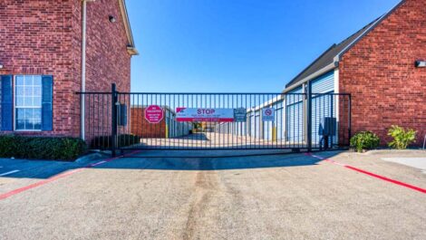 Gated entry into the self storage units at Devon Self Storage in Sherman, Texas