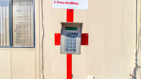 Keypad for gated entry in Cathedral City, California at Devon Self Storage