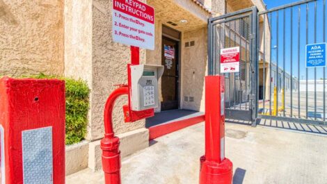 Keypad for gated entry in Palm Springs, California at Devon Self Storage