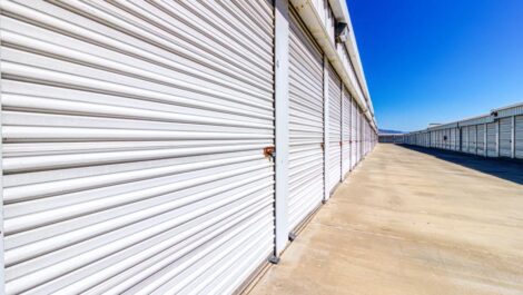 Roll-up doors of self storage units in Palm Springs, California at Devon Self Storage