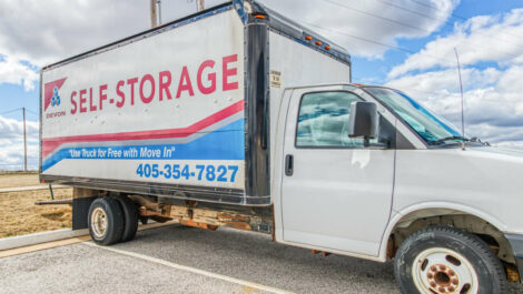 Moving truck at Devon Self Storage in Yukon, Oklahoma