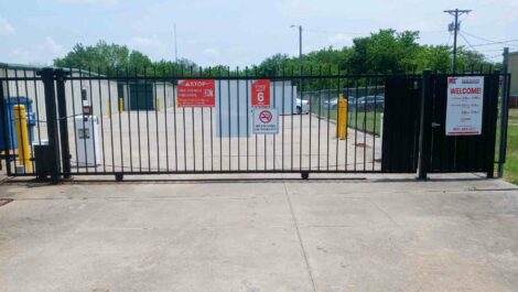Security gate at Devon Self Storage in Greenville.