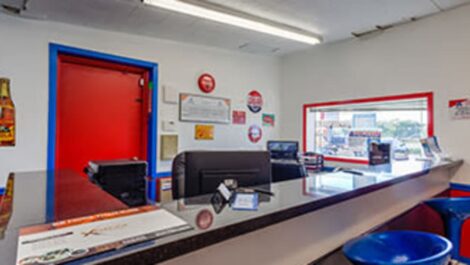 Office and front desk at Devon Self Storage in Seabrook, Texas