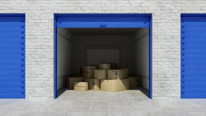 Storage boxes in storage unit.