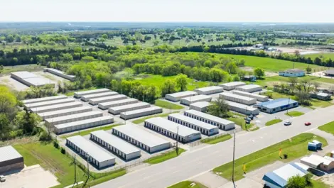 Aerial view of large storage facility in Ardmore, OK, at Devon Self Storage - Ardmore