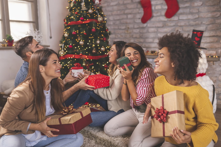 Group of people participating in a gift exchange