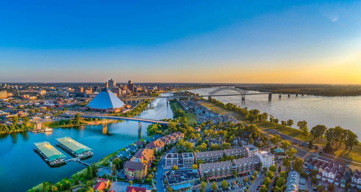 Aerial view of downtown Memphis.