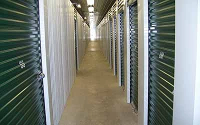 Hallway of storage units facility