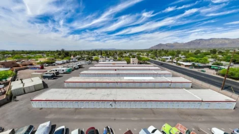 Parking view of storage in Tucson