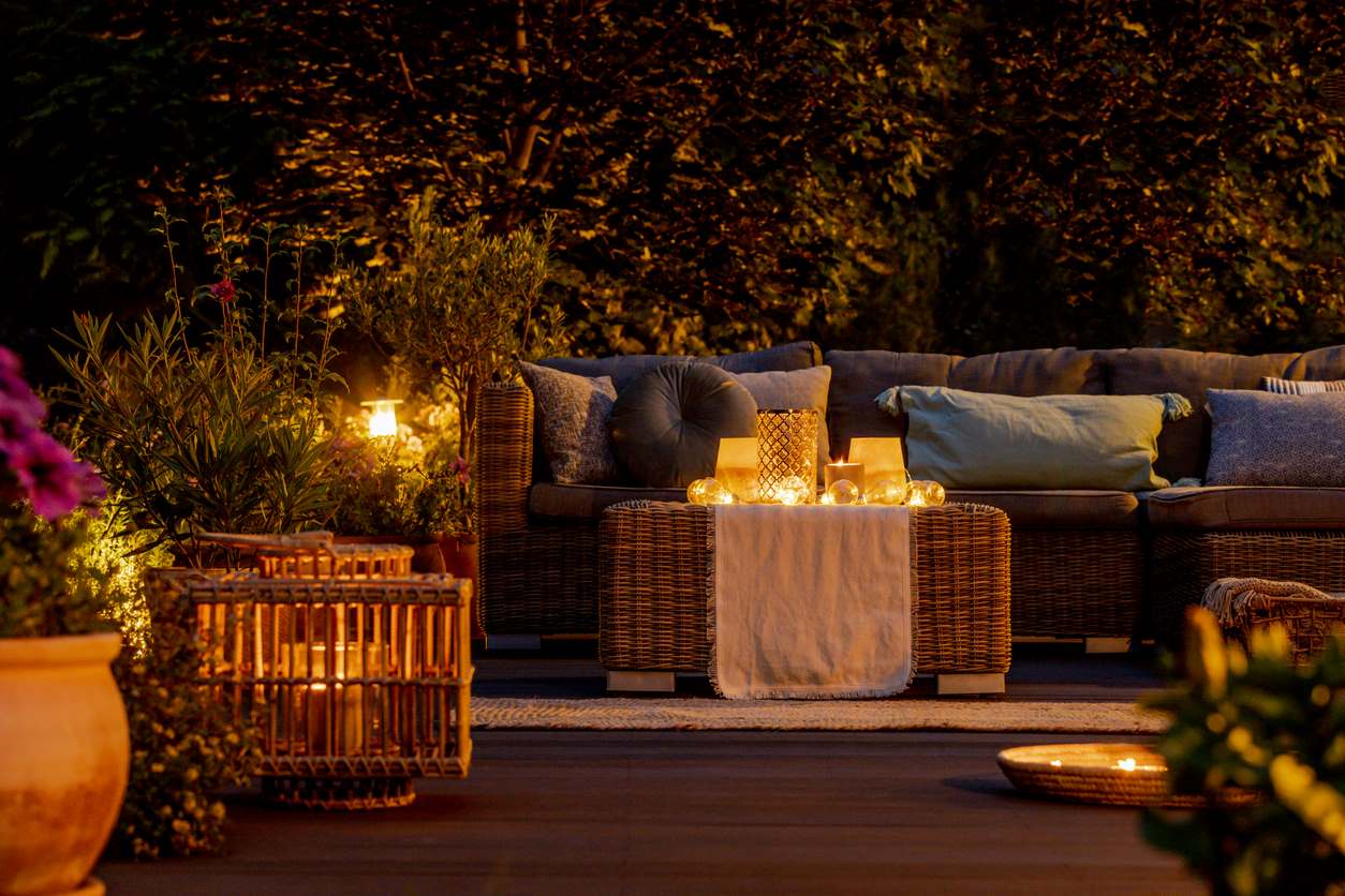 An outdoor furniture setup perfect for a staycation.