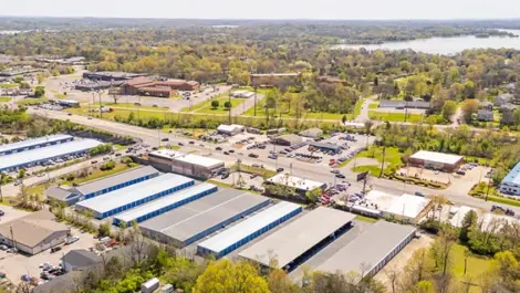 Sky view of self storage facility in Hendersonville, TN, at Devon Self Storage - Shackle Island