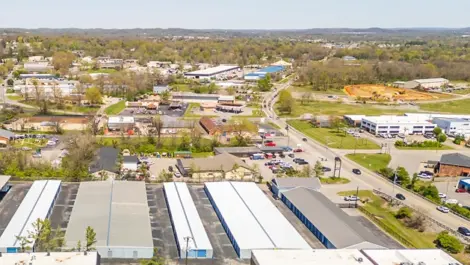 Drone view of self storage facility in Hendersonville, TN, at Devon Self Storage - Shackle Island