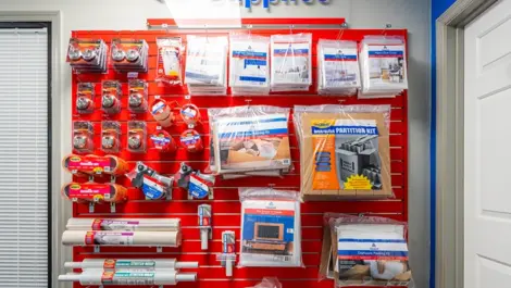 Wall of packing, moving and storage supplies Devon Self Storage - Peachtree Corners