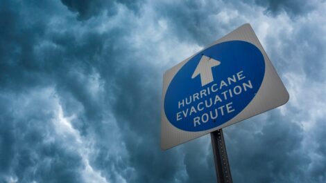 A sign labeled "Hurricane Evacuation Route".