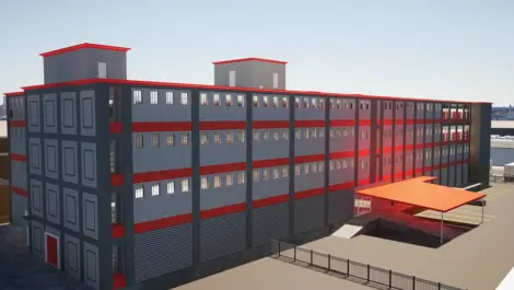 Drive up storage facility with awning and automatic doors. 3 story storage facility Self Storage Units in Philadelphia, PA, on Unruh Ave