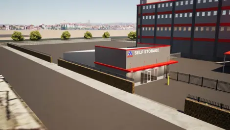 Self Storage entrance, gated, secure storage at Devon Self Storage - Unruh, future storage facility, Self Storage Units in Philadelphia, PA, on Unruh Ave