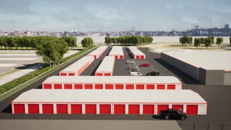 Outdoor drive up storage units in Camden, NJ at Devon Self Storage Camden